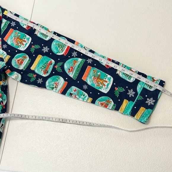 Nick & Nora Snow Globe Sock Monkey Pajama Top Blue EUC Sz XXL - Picture 6 of 8